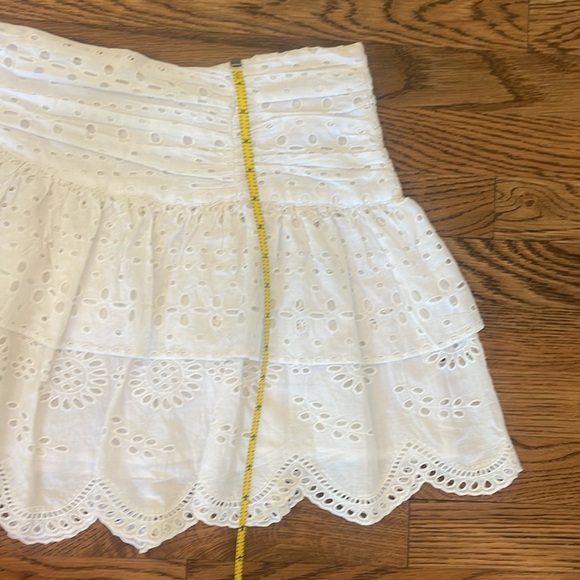 Love Shack Fancy Onika White Cotton Eyelet Mini Skirt, size 8 - Picture 6 of 11